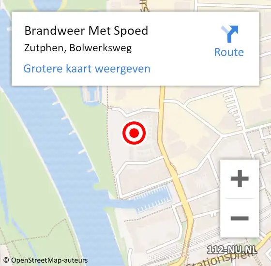 Locatie op kaart van de 112 melding: Brandweer Met Spoed Naar Zutphen, Bolwerksweg op 4 juni 2018 15:09