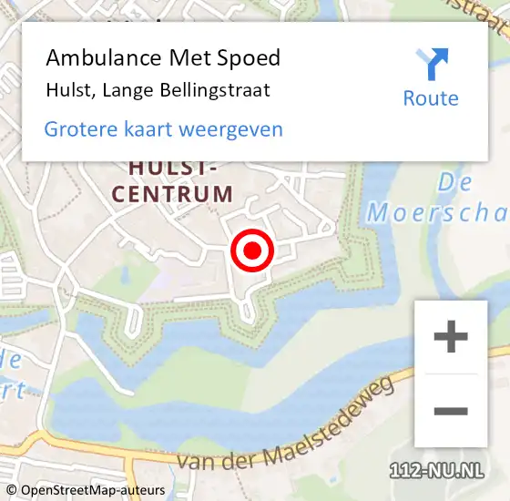 Locatie op kaart van de 112 melding: Ambulance Met Spoed Naar Hulst, Lange Bellingstraat op 4 juni 2018 16:10