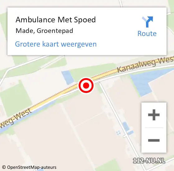 Locatie op kaart van de 112 melding: Ambulance Met Spoed Naar Made, Groentepad op 4 juni 2018 16:35