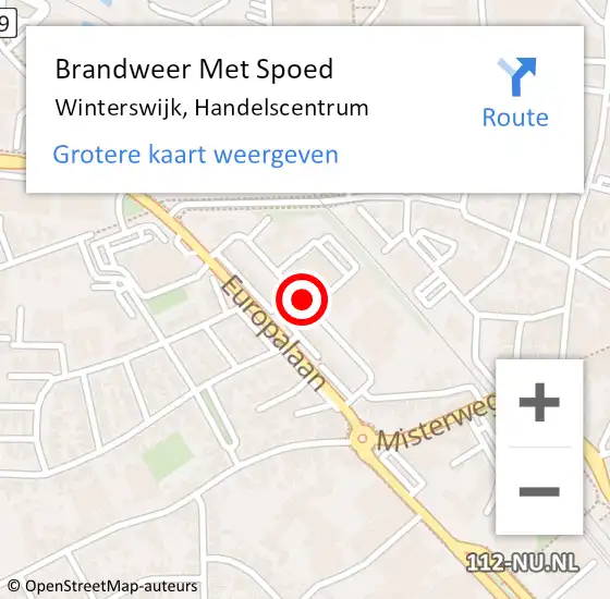 Locatie op kaart van de 112 melding: Brandweer Met Spoed Naar Winterswijk, Handelscentrum op 4 juni 2018 16:37