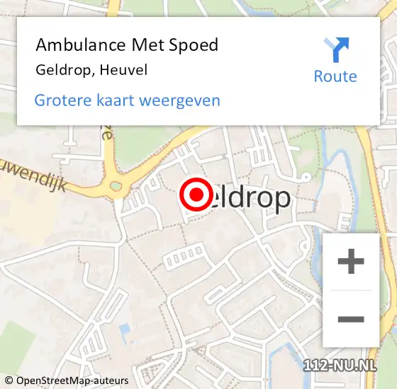 Locatie op kaart van de 112 melding: Ambulance Met Spoed Naar Geldrop, Heuvel op 4 juni 2018 16:39