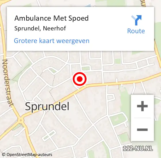 Locatie op kaart van de 112 melding: Ambulance Met Spoed Naar Sprundel, Neerhof op 4 juni 2018 17:57