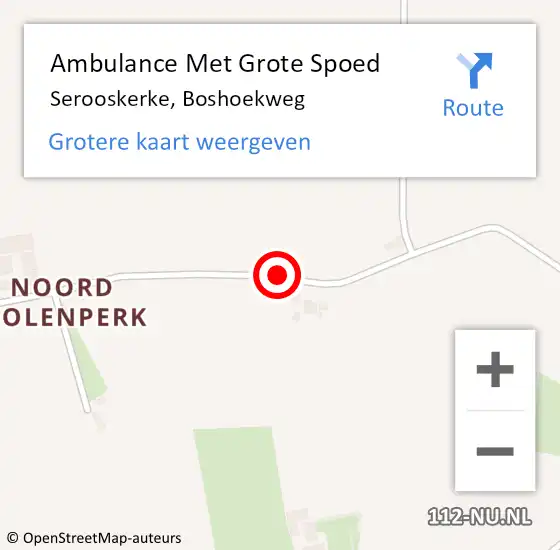 Locatie op kaart van de 112 melding: Ambulance Met Grote Spoed Naar Serooskerke, Boshoekweg op 4 juni 2018 18:07