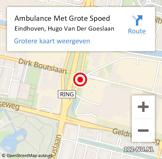 Locatie op kaart van de 112 melding: Ambulance Met Grote Spoed Naar Eindhoven, Hugo van der Goeslaan op 4 juni 2018 18:30