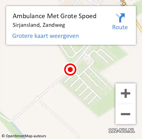 Locatie op kaart van de 112 melding: Ambulance Met Grote Spoed Naar Sirjansland, Zandweg op 4 juni 2018 18:47