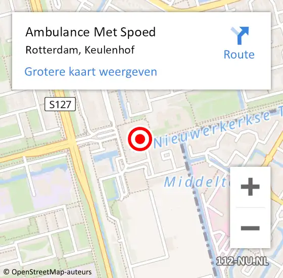 Locatie op kaart van de 112 melding: Ambulance Met Spoed Naar Rotterdam, Keulenhof op 4 juni 2018 19:33