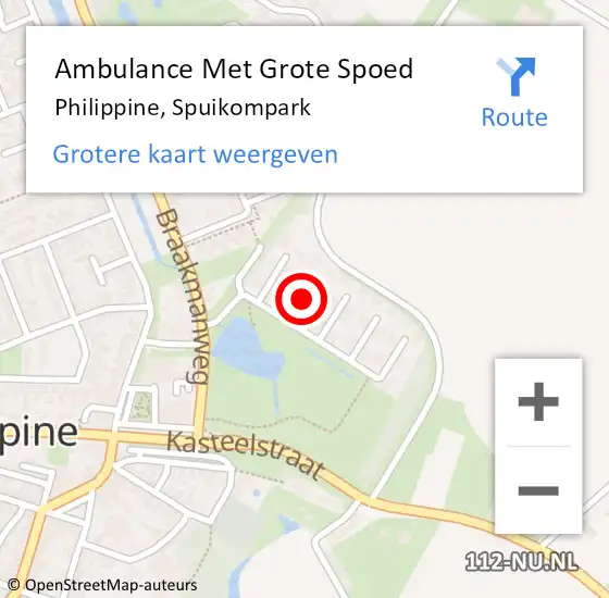 Locatie op kaart van de 112 melding: Ambulance Met Grote Spoed Naar Philippine, Spuikompark op 4 juni 2018 19:35