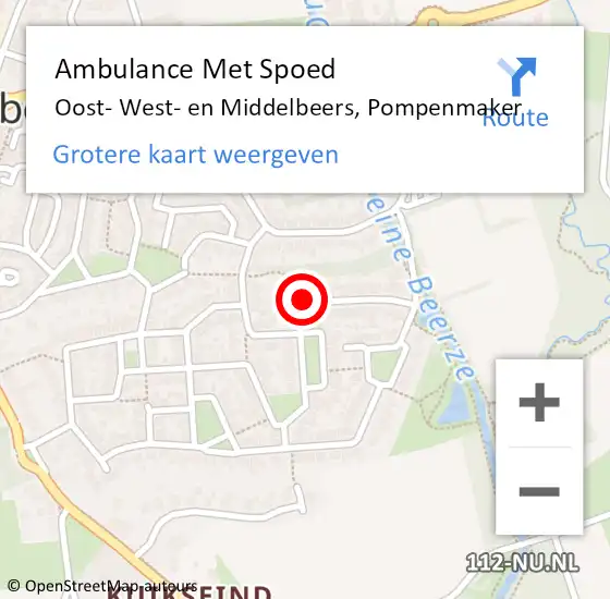 Locatie op kaart van de 112 melding: Ambulance Met Spoed Naar Oost- West- en Middelbeers, Pompenmaker op 4 juni 2018 19:52