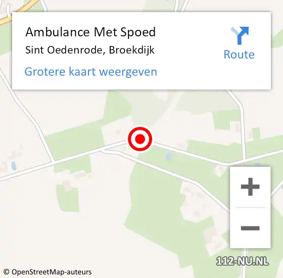 Locatie op kaart van de 112 melding: Ambulance Met Spoed Naar Sint Oedenrode, Broekdijk op 4 juni 2018 20:02