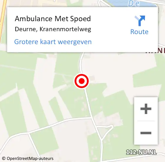 Locatie op kaart van de 112 melding: Ambulance Met Spoed Naar Deurne, Kranenmortelweg op 4 juni 2018 20:39