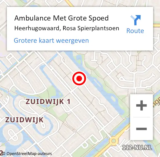 Locatie op kaart van de 112 melding: Ambulance Met Grote Spoed Naar Heerhugowaard, Rosa Spierplantsoen op 4 juni 2018 21:40