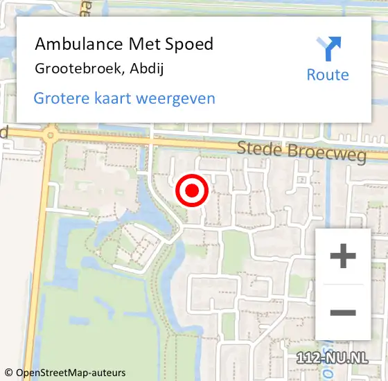 Locatie op kaart van de 112 melding: Ambulance Met Spoed Naar Grootebroek, Abdij op 4 juni 2018 22:17