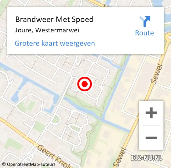 Locatie op kaart van de 112 melding: Brandweer Met Spoed Naar Joure, Westermarwei op 26 februari 2014 18:36