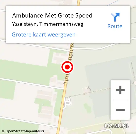 Locatie op kaart van de 112 melding: Ambulance Met Grote Spoed Naar Ysselsteyn, Timmermannsweg op 4 juni 2018 22:35