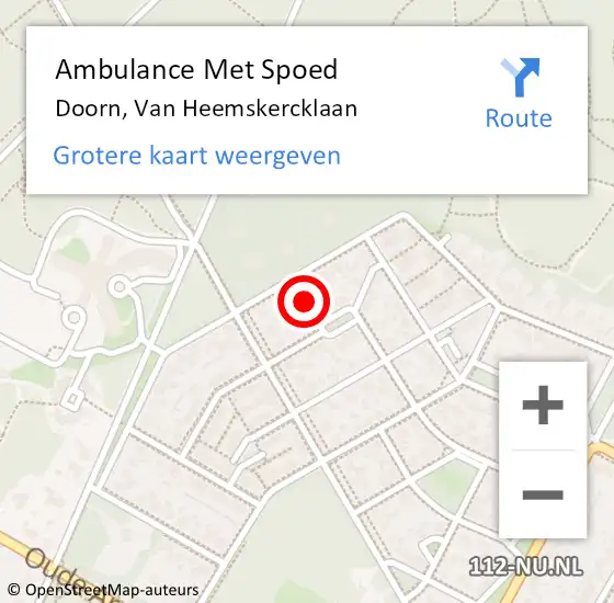 Locatie op kaart van de 112 melding: Ambulance Met Spoed Naar Doorn, Van Heemskercklaan op 4 juni 2018 23:15