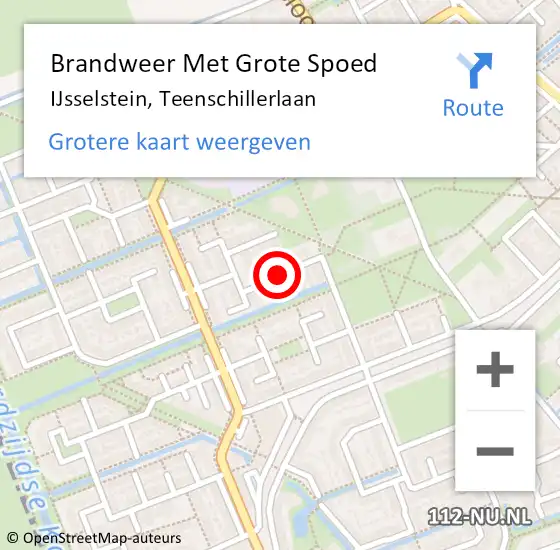 Locatie op kaart van de 112 melding: Brandweer Met Grote Spoed Naar IJsselstein, Teenschillerlaan op 4 juni 2018 23:41