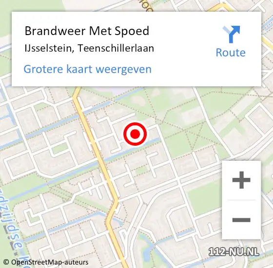 Locatie op kaart van de 112 melding: Brandweer Met Spoed Naar IJsselstein, Teenschillerlaan op 4 juni 2018 23:55