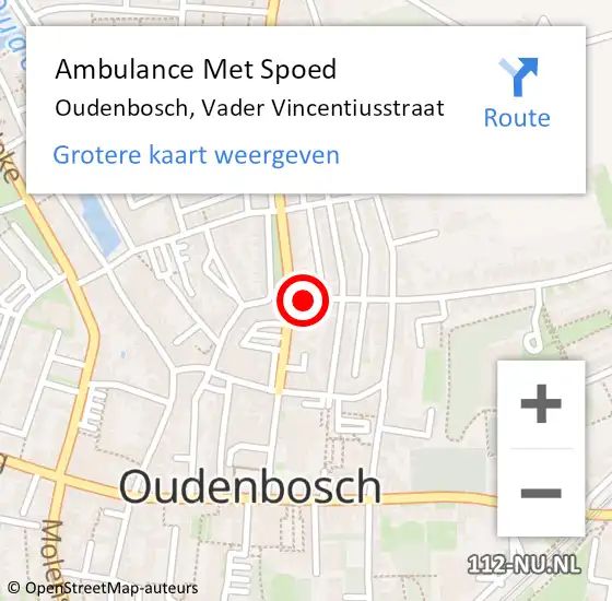 Locatie op kaart van de 112 melding: Ambulance Met Spoed Naar Oudenbosch, Vader Vincentiusstraat op 5 juni 2018 00:05