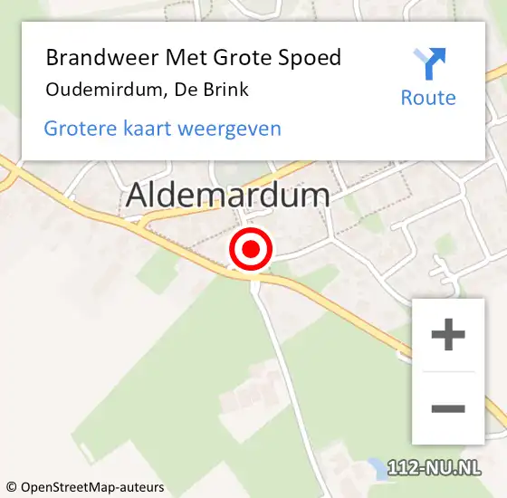 Locatie op kaart van de 112 melding: Brandweer Met Grote Spoed Naar Oudemirdum, De Brink op 5 juni 2018 00:14