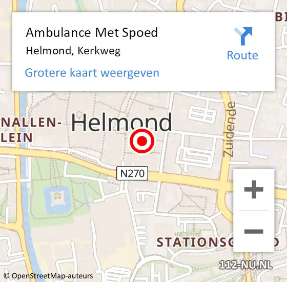 Locatie op kaart van de 112 melding: Ambulance Met Spoed Naar Helmond, Kerkweg op 5 juni 2018 02:25