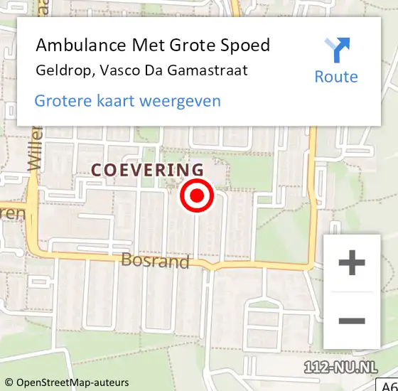 Locatie op kaart van de 112 melding: Ambulance Met Grote Spoed Naar Geldrop, Vasco Da Gamastraat op 5 juni 2018 03:36