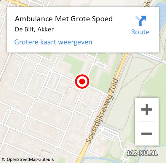 Locatie op kaart van de 112 melding: Ambulance Met Grote Spoed Naar De Bilt, Akker op 5 juni 2018 05:20