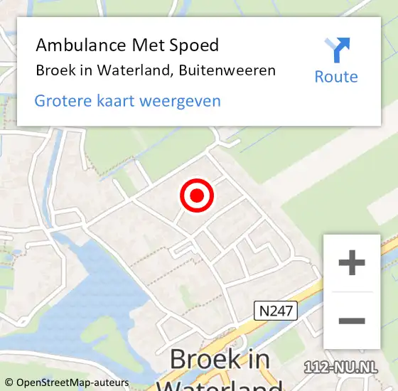 Locatie op kaart van de 112 melding: Ambulance Met Spoed Naar Broek in Waterland, Buitenweeren op 5 juni 2018 05:36