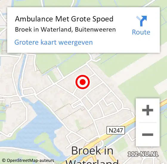 Locatie op kaart van de 112 melding: Ambulance Met Grote Spoed Naar Broek in Waterland, Buitenweeren op 5 juni 2018 05:51