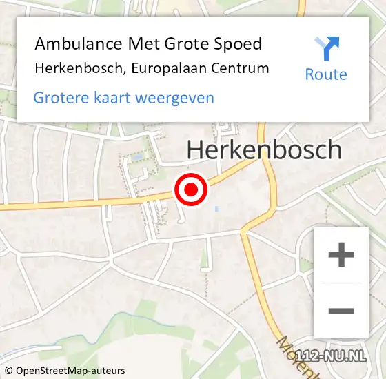 Locatie op kaart van de 112 melding: Ambulance Met Grote Spoed Naar Herkenbosch, Europalaan Centrum op 5 juni 2018 06:35