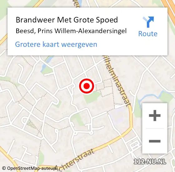 Locatie op kaart van de 112 melding: Brandweer Met Grote Spoed Naar Beesd, Prins Willem-Alexandersingel op 26 februari 2014 18:58