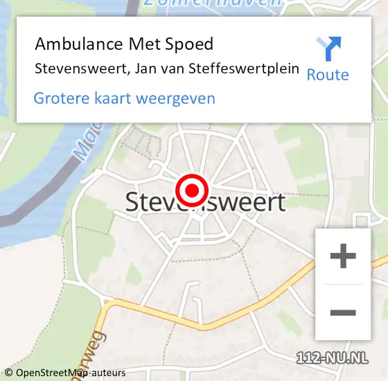 Locatie op kaart van de 112 melding: Ambulance Met Spoed Naar Stevensweert, Jan van Steffeswertplein op 5 juni 2018 07:31