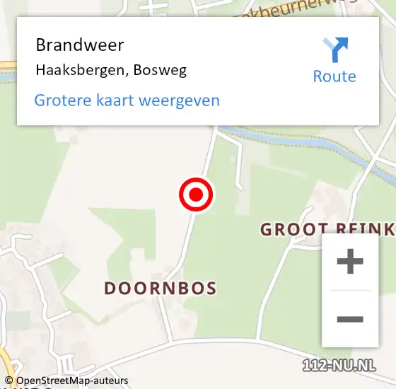 Locatie op kaart van de 112 melding: Brandweer Haaksbergen, Bosweg op 5 juni 2018 08:48