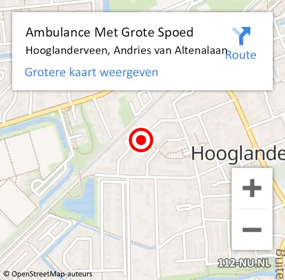 Locatie op kaart van de 112 melding: Ambulance Met Grote Spoed Naar Hooglanderveen, Andries van Altenalaan op 26 februari 2014 19:06