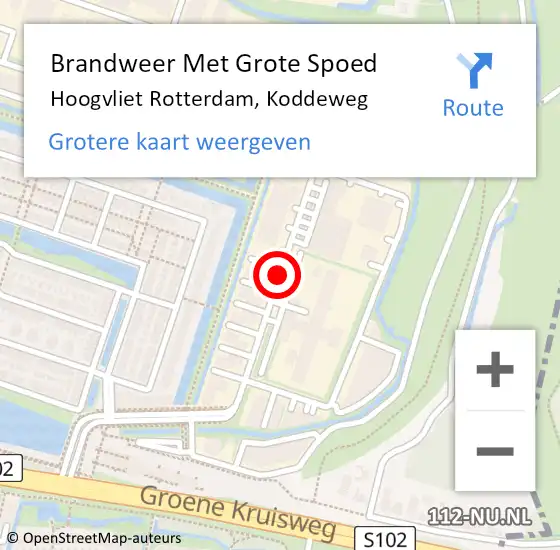 Locatie op kaart van de 112 melding: Brandweer Met Grote Spoed Naar Hoogvliet Rotterdam, Koddeweg op 5 juni 2018 10:19