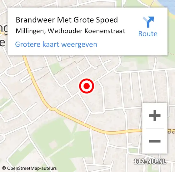 Locatie op kaart van de 112 melding: Brandweer Met Grote Spoed Naar Millingen, Wethouder Koenenstraat op 5 juni 2018 10:50