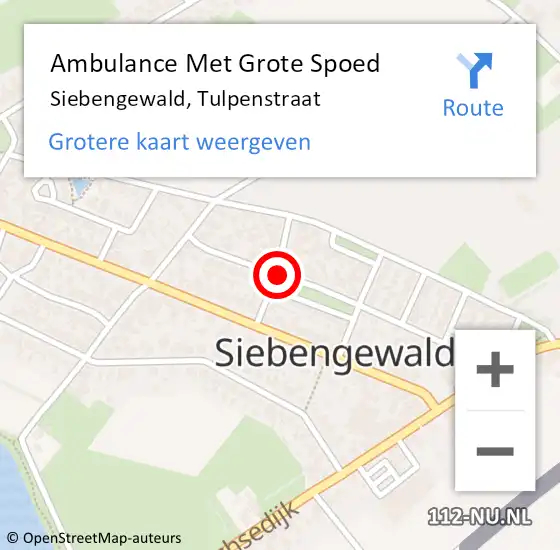 Locatie op kaart van de 112 melding: Ambulance Met Grote Spoed Naar Siebengewald, Tulpenstraat op 5 juni 2018 11:00