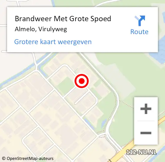 Locatie op kaart van de 112 melding: Brandweer Met Grote Spoed Naar Almelo, Virulyweg op 5 juni 2018 11:15