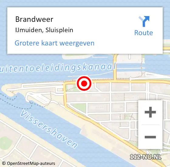 Locatie op kaart van de 112 melding: Brandweer IJmuiden, Sluisplein op 5 juni 2018 11:17