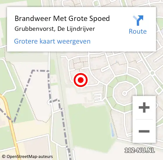 Locatie op kaart van de 112 melding: Brandweer Met Grote Spoed Naar Grubbenvorst, De Lijndrijver op 5 juni 2018 11:21