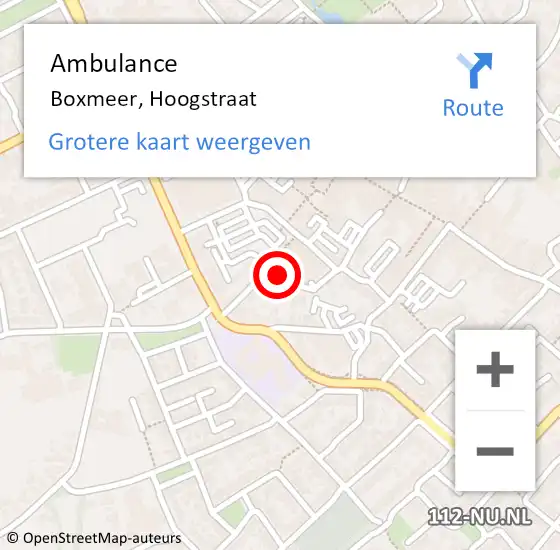 Locatie op kaart van de 112 melding: Ambulance Boxmeer, Hoogstraat op 5 juni 2018 11:22