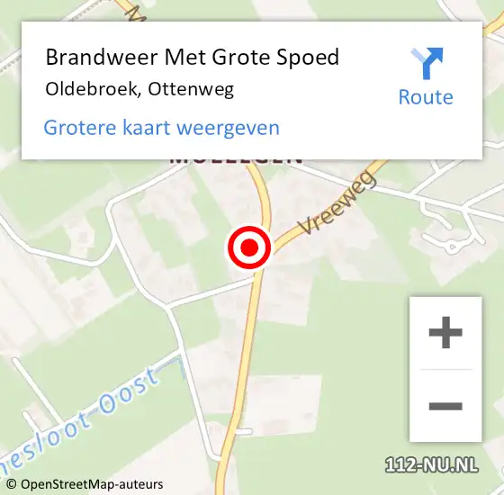 Locatie op kaart van de 112 melding: Brandweer Met Grote Spoed Naar Oldebroek, Ottenweg op 26 februari 2014 19:18