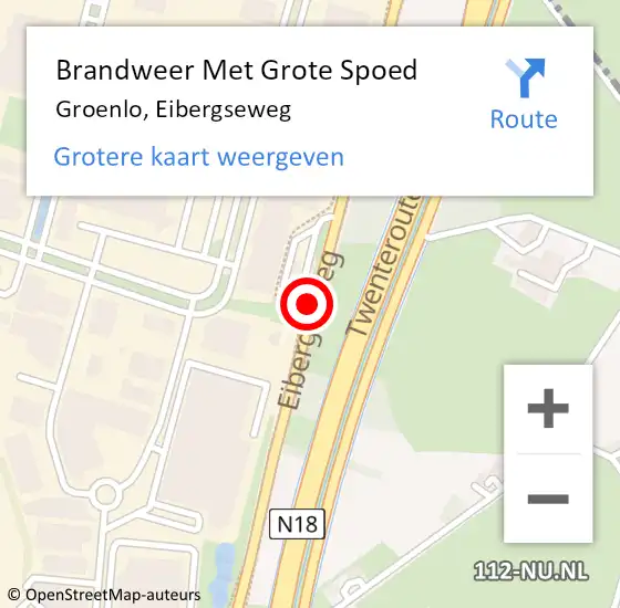 Locatie op kaart van de 112 melding: Brandweer Met Grote Spoed Naar Groenlo, Eibergseweg op 5 juni 2018 11:41