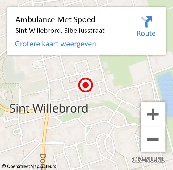 Locatie op kaart van de 112 melding: Ambulance Met Spoed Naar Sint Willebrord, Sibeliusstraat op 5 juni 2018 11:41