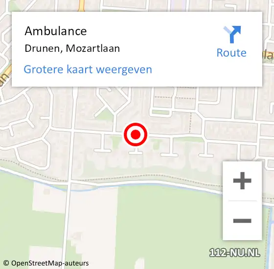 Locatie op kaart van de 112 melding: Ambulance Drunen, Mozartlaan op 5 juni 2018 11:59