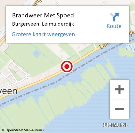 Locatie op kaart van de 112 melding: Brandweer Met Spoed Naar Burgerveen, Leimuiderdijk op 5 juni 2018 12:10