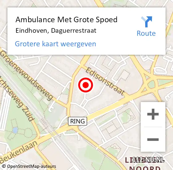 Locatie op kaart van de 112 melding: Ambulance Met Grote Spoed Naar Eindhoven, Daguerrestraat op 5 juni 2018 12:25