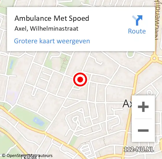 Locatie op kaart van de 112 melding: Ambulance Met Spoed Naar Axel, Wilhelminastraat op 5 juni 2018 12:58