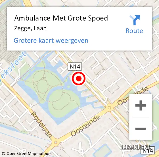 Locatie op kaart van de 112 melding: Ambulance Met Grote Spoed Naar Zegge, Laan op 5 juni 2018 14:41