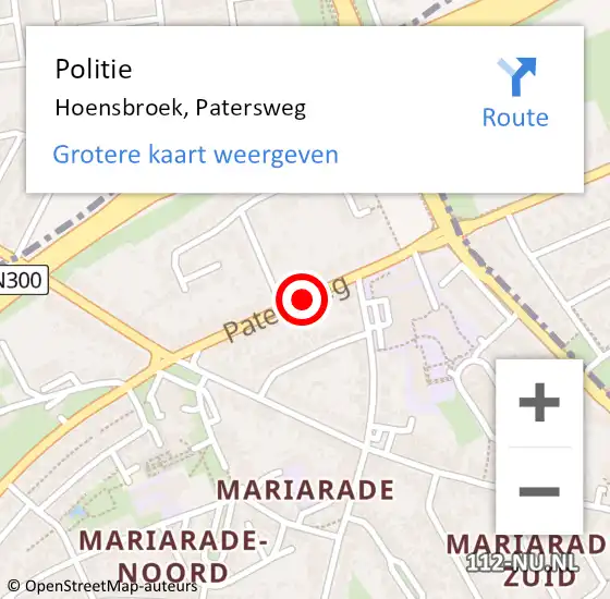 Locatie op kaart van de 112 melding: Politie Hoensbroek, Patersweg op 5 juni 2018 15:01