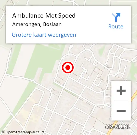 Locatie op kaart van de 112 melding: Ambulance Met Spoed Naar Amerongen, Boslaan op 5 juni 2018 17:02